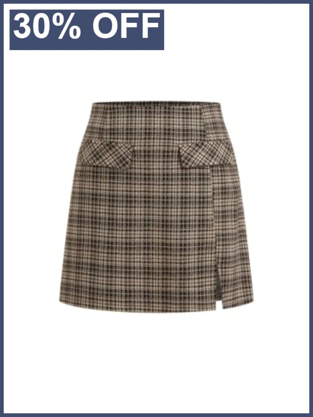 Plaid Mini Skirt High Waist A-Line Split Party Work Skirt